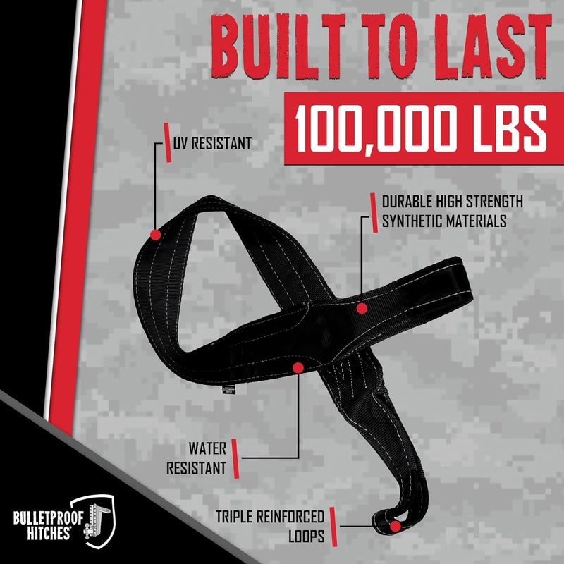 BulletProof Hitches - 6" x 8' Tree Saver Tow Strap - Winch Tree Saver Strap - 100,000 lbs Breaking Strength - Offroad Recovery for RVs, Heavy Equipment, Overland Rigs - Towing Winch Recovery Straps - Image 3